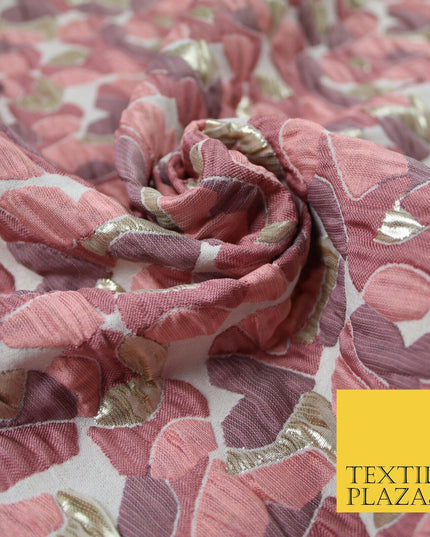 Dusty Pink Mosaic Abstract Textured Metallic Fancy Brocade Jacquard Fabric 6780