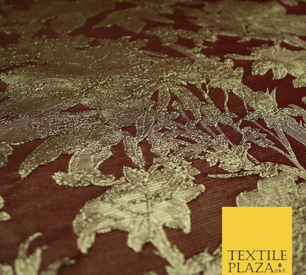 Green Brown Peach Luxury Textured Gold Floral Rose Brocade Dress Fabric Metallic