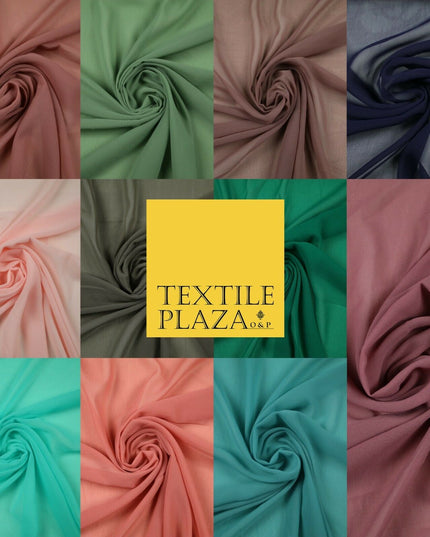 11 MIX COLOURS Premium Plain Dyed Chiffon Fine Soft Georgette Sheer Dress Fabric
