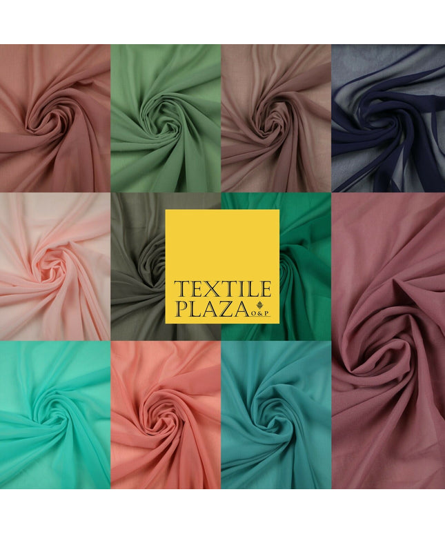 11 MIX COLOURS Premium Plain Dyed Chiffon Fine Soft Georgette Sheer Dress Fabric