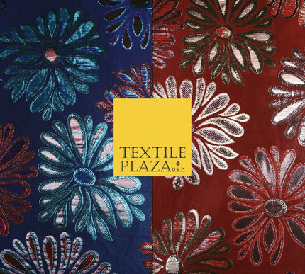 Floral Firework Splash Metallic Textured Brocade Jacquard Dress Fabric 58"