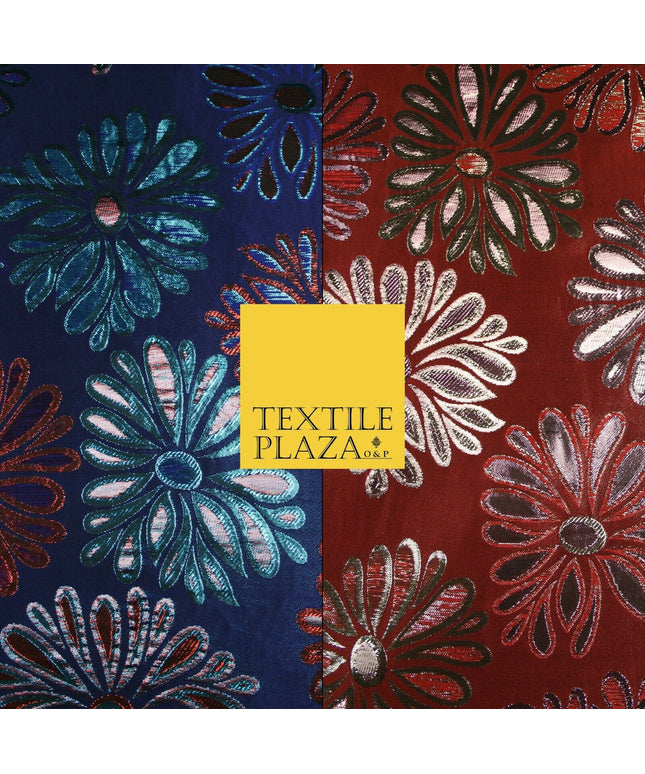 Floral Firework Splash Metallic Textured Brocade Jacquard Dress Fabric 58"