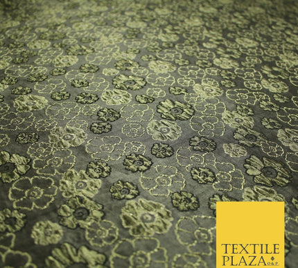 Antique Gold Multi Floral Outline Textured Brocade Jacquard Dress Fabric 6852