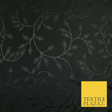 Black Floral Leafy Vine Woven Jacquard Dress Fabric - Sold By The Metre 6862