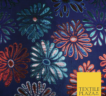 Floral Firework Splash Metallic Textured Brocade Jacquard Dress Fabric 58"