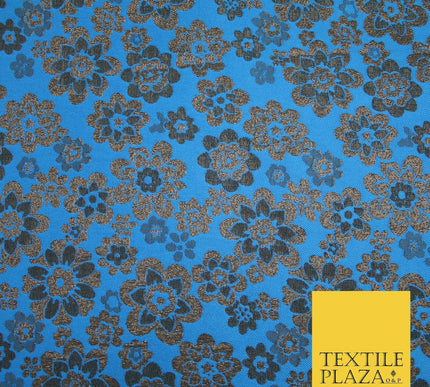3 COLOURS - Ornate Floral Metallic Textured Brocade Jacquard Dress Fabric 58"