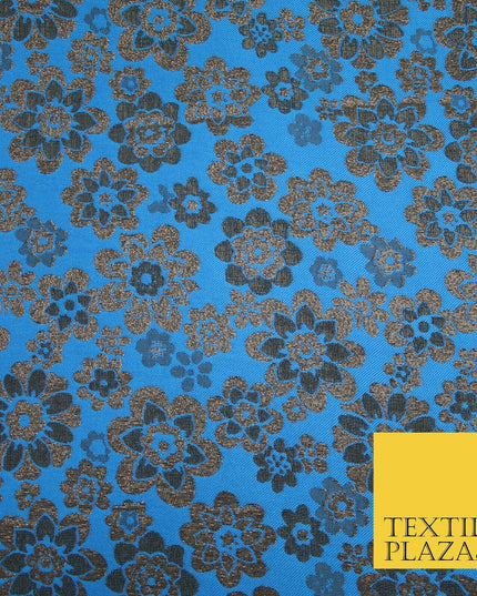 3 COLOURS - Ornate Floral Metallic Textured Brocade Jacquard Dress Fabric 58"
