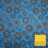 3 COLOURS - Ornate Floral Metallic Textured Brocade Jacquard Dress Fabric 58"