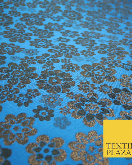 3 COLOURS - Ornate Floral Metallic Textured Brocade Jacquard Dress Fabric 58"