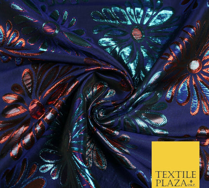 Floral Firework Splash Metallic Textured Brocade Jacquard Dress Fabric 58"