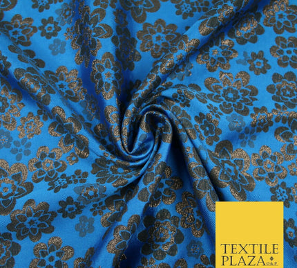 3 COLOURS - Ornate Floral Metallic Textured Brocade Jacquard Dress Fabric 58"