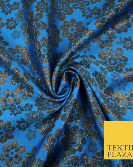 3 COLOURS - Ornate Floral Metallic Textured Brocade Jacquard Dress Fabric 58"