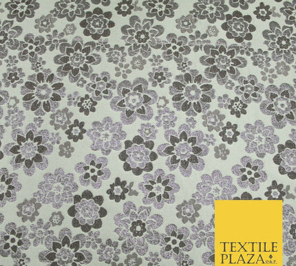 3 COLOURS - Ornate Floral Metallic Textured Brocade Jacquard Dress Fabric 58"