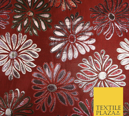 Floral Firework Splash Metallic Textured Brocade Jacquard Dress Fabric 58"