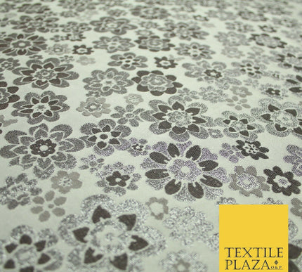 3 COLOURS - Ornate Floral Metallic Textured Brocade Jacquard Dress Fabric 58"