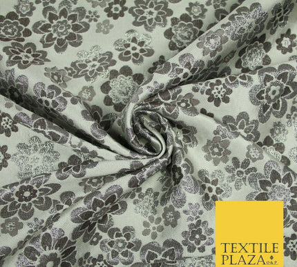 3 COLOURS - Ornate Floral Metallic Textured Brocade Jacquard Dress Fabric 58"