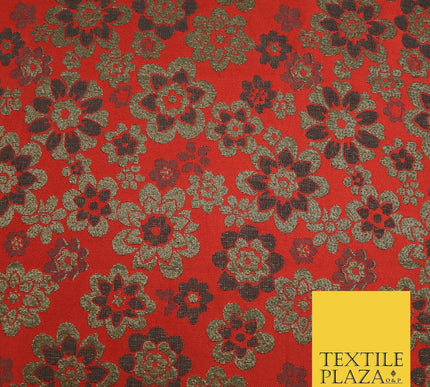 3 COLOURS - Ornate Floral Metallic Textured Brocade Jacquard Dress Fabric 58"