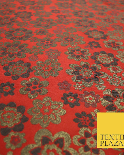 3 COLOURS - Ornate Floral Metallic Textured Brocade Jacquard Dress Fabric 58"