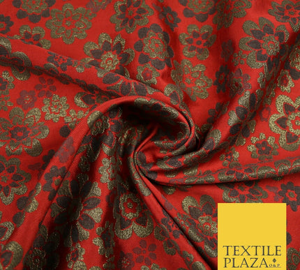 3 COLOURS - Ornate Floral Metallic Textured Brocade Jacquard Dress Fabric 58"