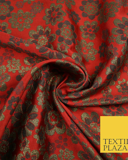 3 COLOURS - Ornate Floral Metallic Textured Brocade Jacquard Dress Fabric 58"