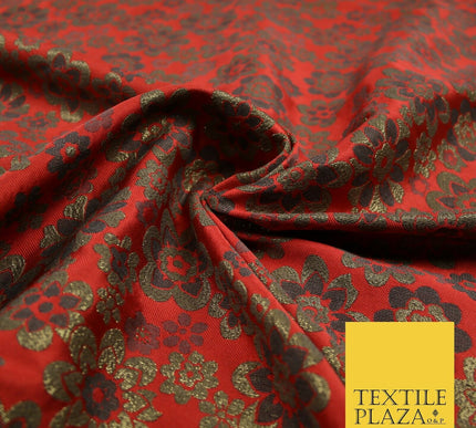 3 COLOURS - Ornate Floral Metallic Textured Brocade Jacquard Dress Fabric 58"