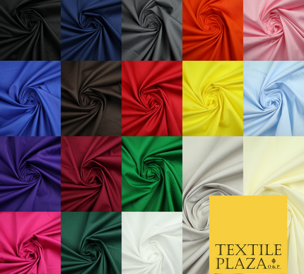 18 COLOURS Premium PLAIN 100% ORGANIC COTTON POPLIN Fabric Dress Craft Eco 44"