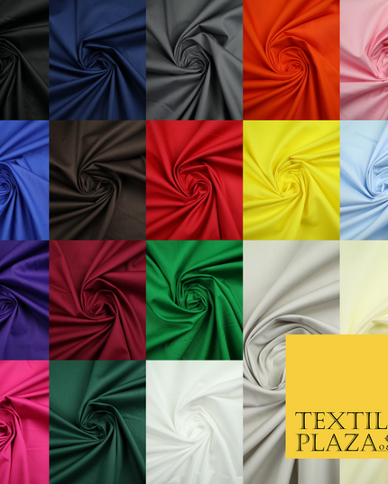 18 COLOURS Premium PLAIN 100% ORGANIC COTTON POPLIN Fabric Dress Craft Eco 44"