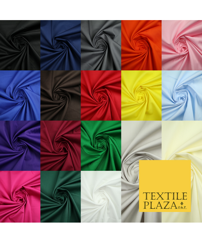 18 COLOURS Premium PLAIN 100% ORGANIC COTTON POPLIN Fabric Dress Craft Eco 44"