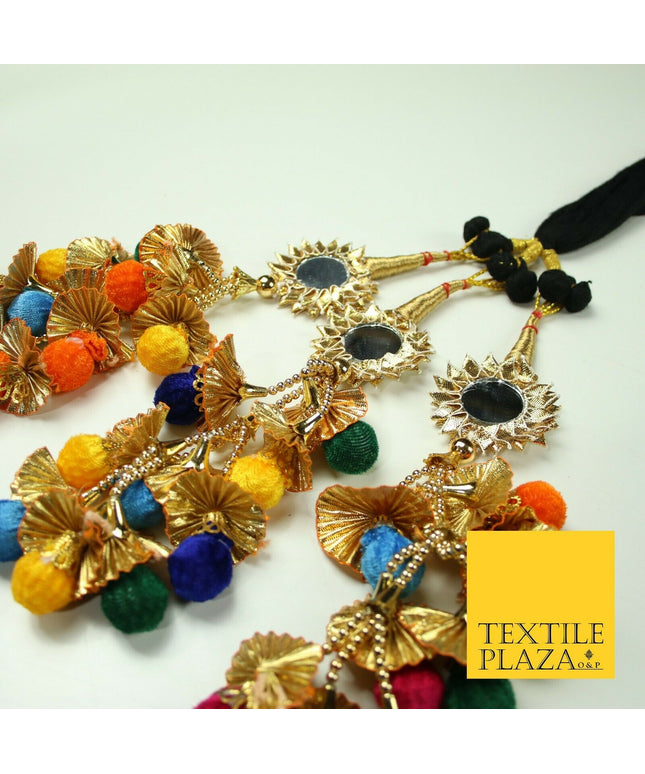 Multicolour Mirror Parandi Paranda Indian Tassels Mehndi Jago Hair Braid PR522