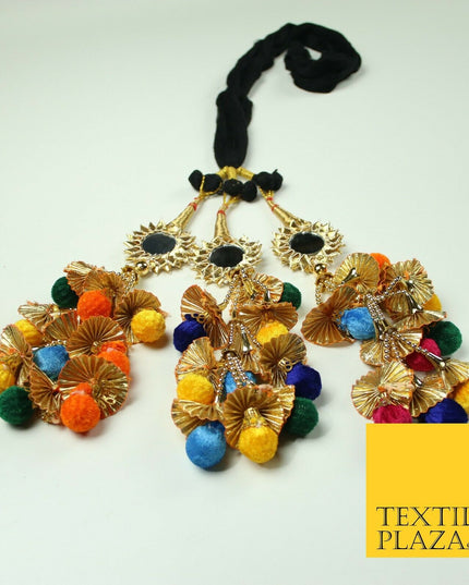 Multicolour Mirror Parandi Paranda Indian Tassels Mehndi Jago Hair Braid PR522