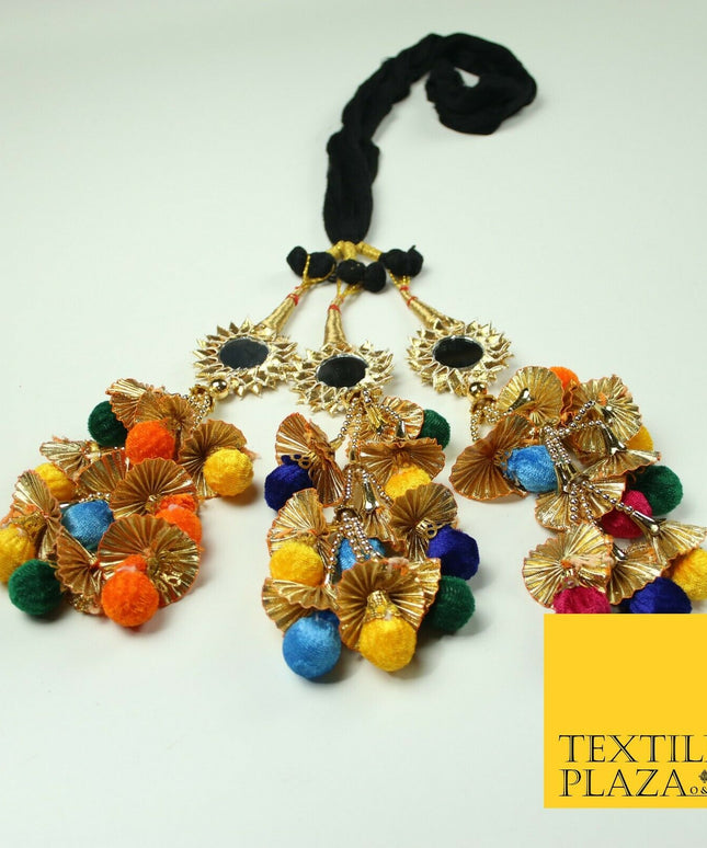 Multicolour Mirror Parandi Paranda Indian Tassels Mehndi Jago Hair Braid PR522