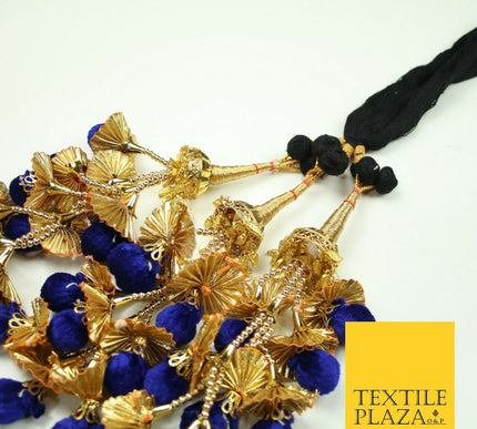 ROYAL BLUE Pom Pom Parandi Paranda Indian Tassel Mehndi Jago Hair Braid PR531
