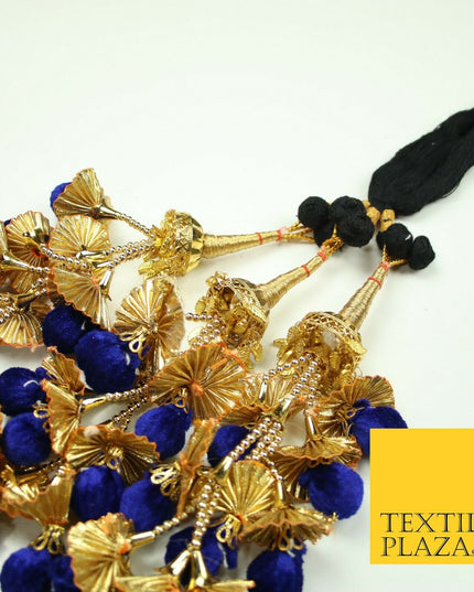 ROYAL BLUE Pom Pom Parandi Paranda Indian Tassel Mehndi Jago Hair Braid PR531