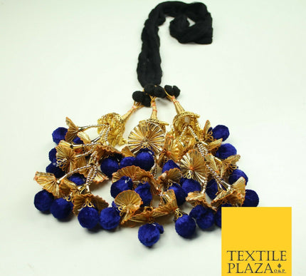 ROYAL BLUE Pom Pom Parandi Paranda Indian Tassel Mehndi Jago Hair Braid PR531