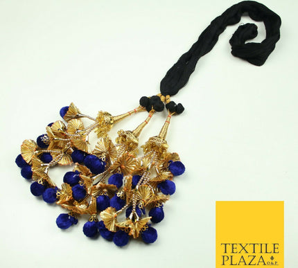 ROYAL BLUE Pom Pom Parandi Paranda Indian Tassel Mehndi Jago Hair Braid PR531