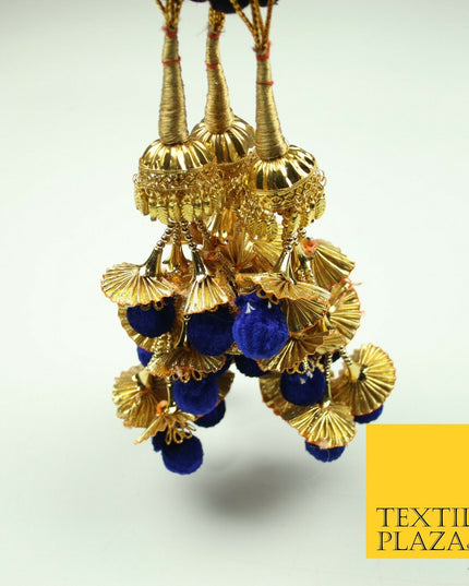 ROYAL BLUE Pom Pom Parandi Paranda Indian Tassel Mehndi Jago Hair Braid PR531