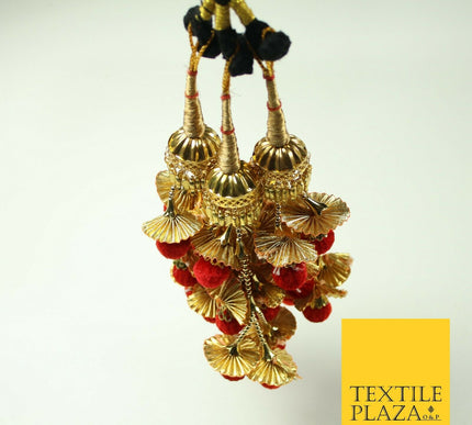 RED Dome Pom Pom Parandi Paranda Indian Tassels Mehndi Jago Hair Braid PR526