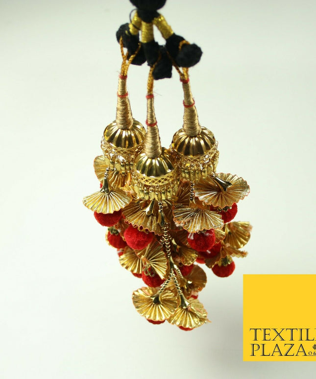 RED Dome Pom Pom Parandi Paranda Indian Tassels Mehndi Jago Hair Braid PR526