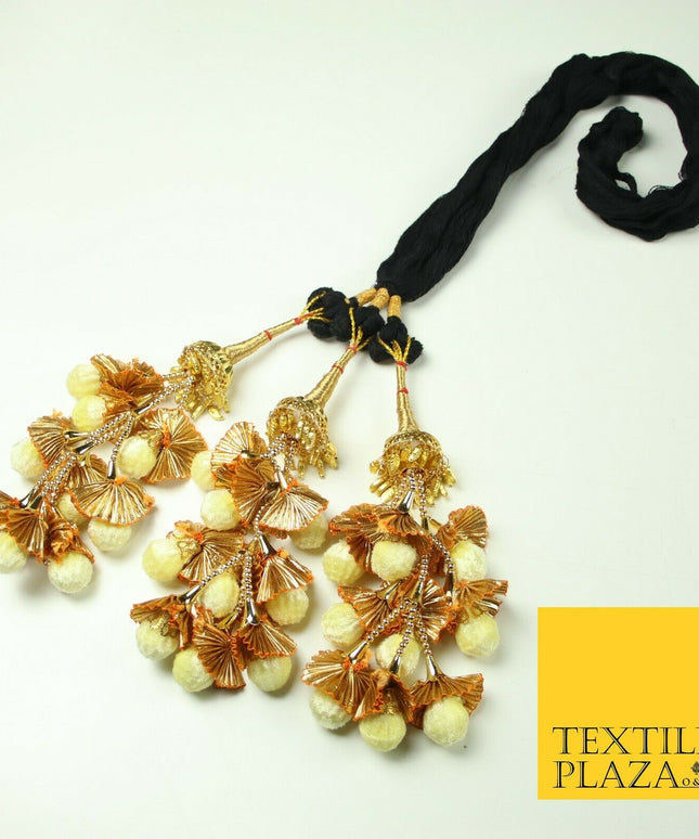 LEMON Dome Pom Pom Parandi Paranda Indian Tassels Mehndi Jago Hair Braid PR528