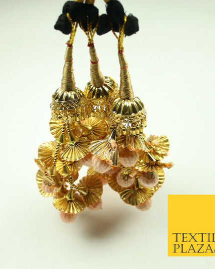 PEACH 2 Dome Pom Pom Parandi Paranda Indian Tassels Mehndi Jago Hair Braid PR536