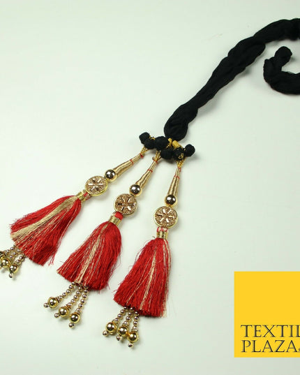 RED Diamonte Parandi Paranda Indian Punjabi Tassels Mehndi Jago Hair Braid PR515