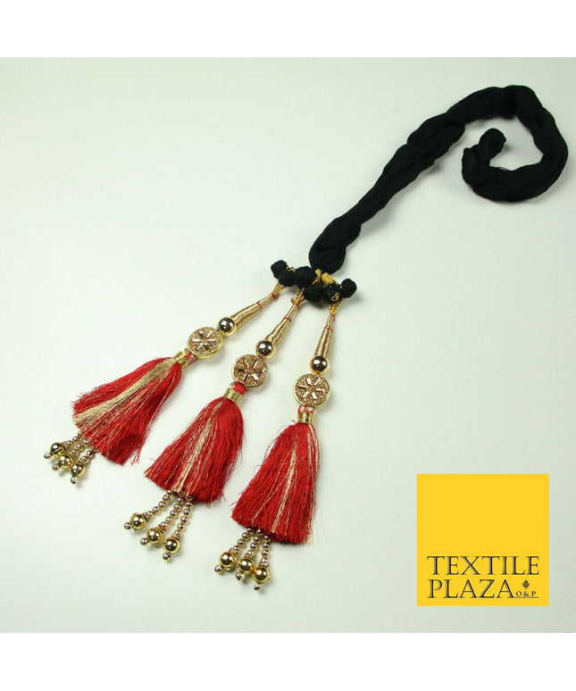 RED Diamonte Parandi Paranda Indian Punjabi Tassels Mehndi Jago Hair Braid PR515