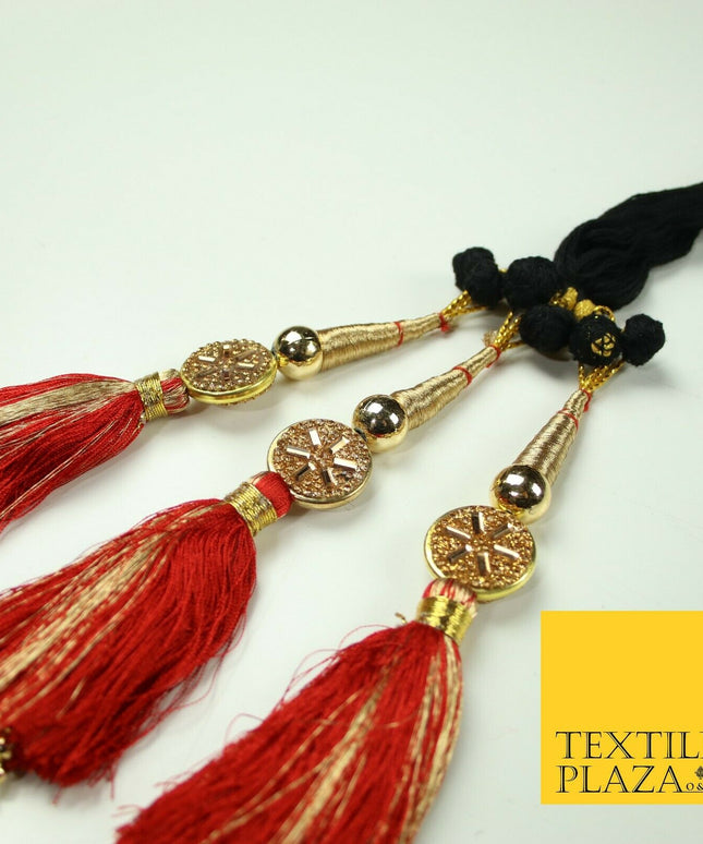 RED Diamonte Parandi Paranda Indian Punjabi Tassels Mehndi Jago Hair Braid PR515