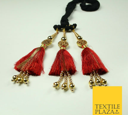 RED Diamonte Parandi Paranda Indian Punjabi Tassels Mehndi Jago Hair Braid PR515