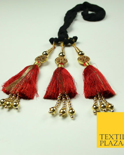 RED Diamonte Parandi Paranda Indian Punjabi Tassels Mehndi Jago Hair Braid PR515