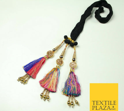 MULTICOLOUR Diamonte Parandi Paranda Indian Tassels Mehndi Jago Hair Braid PR517