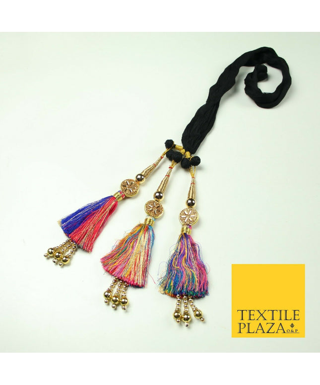 MULTICOLOUR Diamonte Parandi Paranda Indian Tassels Mehndi Jago Hair Braid PR517