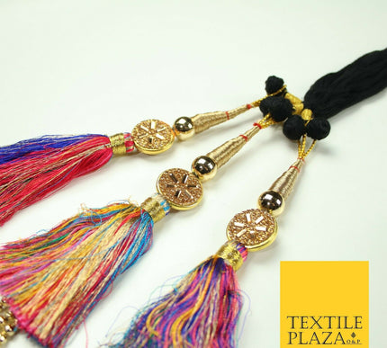 MULTICOLOUR Diamonte Parandi Paranda Indian Tassels Mehndi Jago Hair Braid PR517