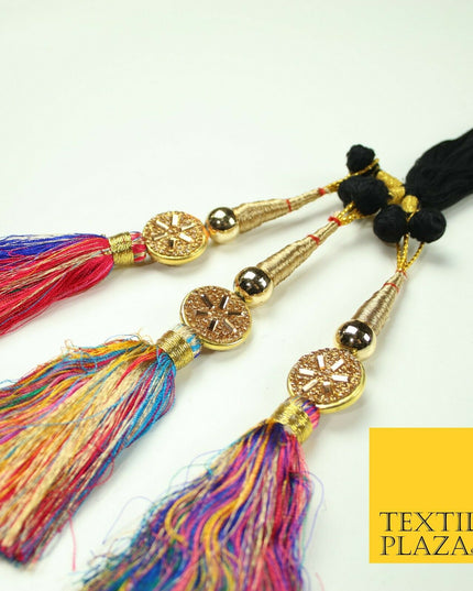 MULTICOLOUR Diamonte Parandi Paranda Indian Tassels Mehndi Jago Hair Braid PR517