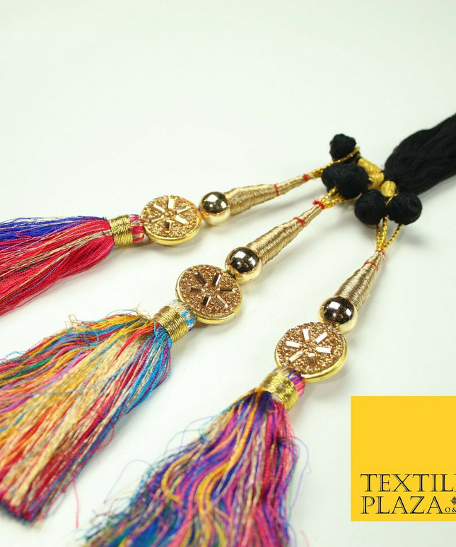 MULTICOLOUR Diamonte Parandi Paranda Indian Tassels Mehndi Jago Hair Braid PR517